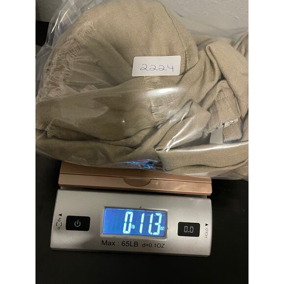 John Mark Womens Pants Size 14 Beige Linen Fringe Hem Pull On Relaxed Lagenlook - Picture 8 of 8